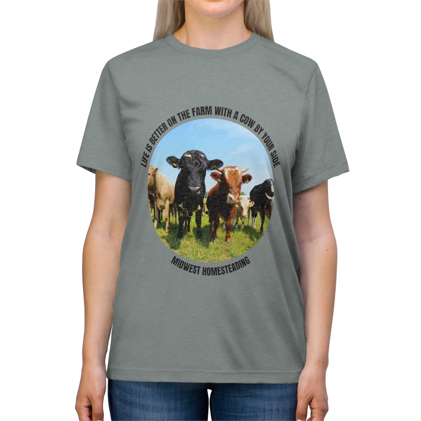 Life Is Better On The Farm With A Cow By Your Side - Unisex Triblend Tee